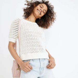 Madewell Atwater Crochet Puff Sleeve Top Size S